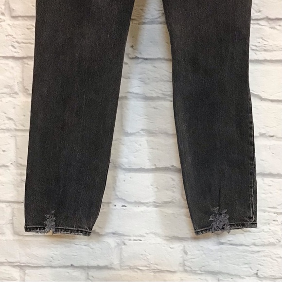 Abercrombie Fitch 4 (27) The 90s Straight High Rise Women’s Jeans Black Distress - Picture 8 of 11